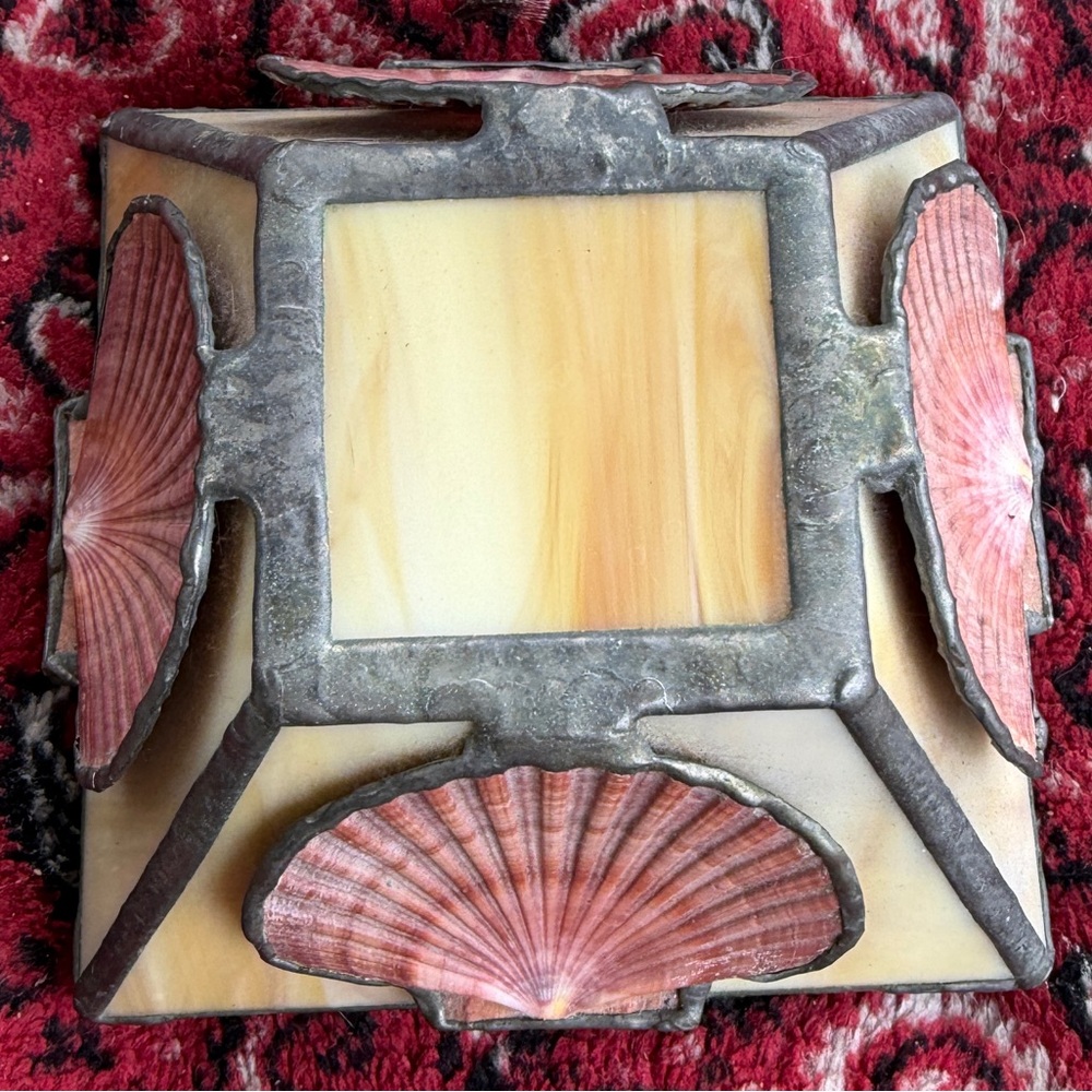 Artisan Shell Accent Lamp Shade in Peach and Cream
